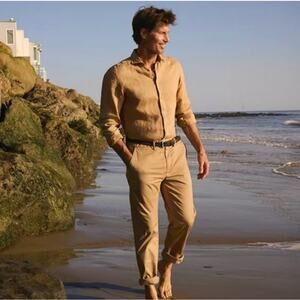 Camicissima Chino Pants sz 54 IT 34 US Beige Milano Italy Stretch Cotton 27"